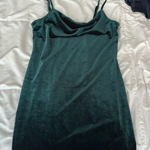 Satin green mini dress